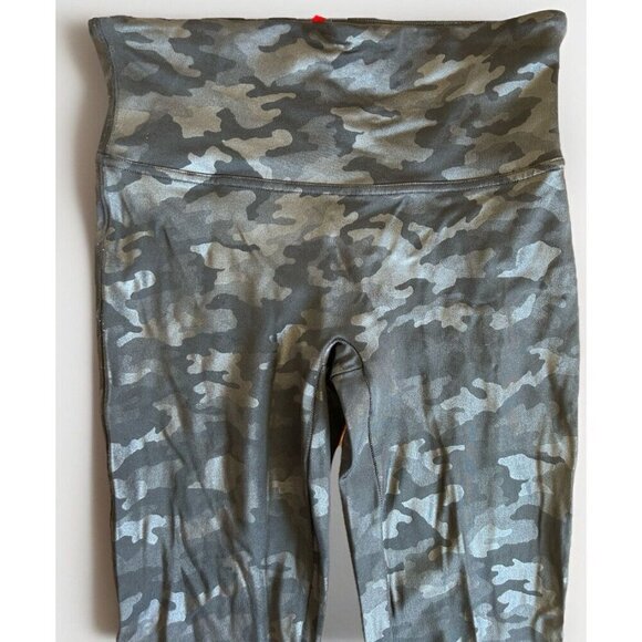 Black Spanx Camouflage Faux Leather High Waist Shapewear Leggings Camo Shine M - Picture 4 of 7